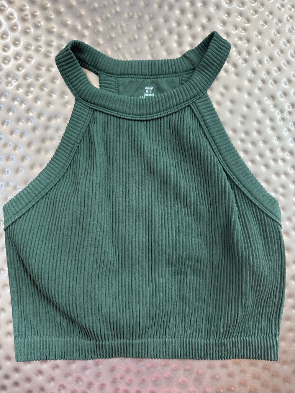 Aerie Ribbed High-Neck Crop Tank Top - Green